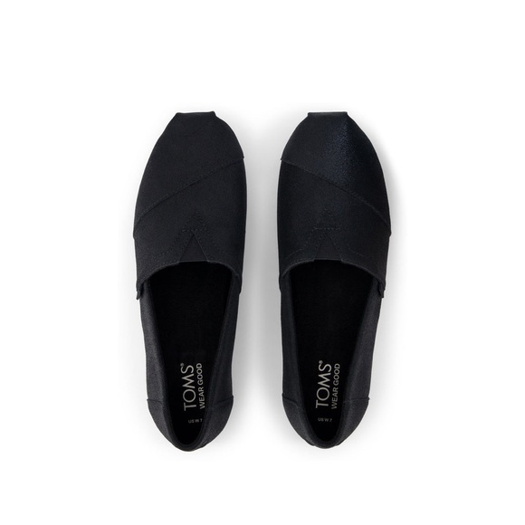 TOMS Women's Black Metallic Suede Alpargata Slip-ons - Picture 1 of 9